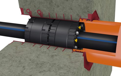 Durchführung RDS evolution verlegt mit Trinkwasserleitung